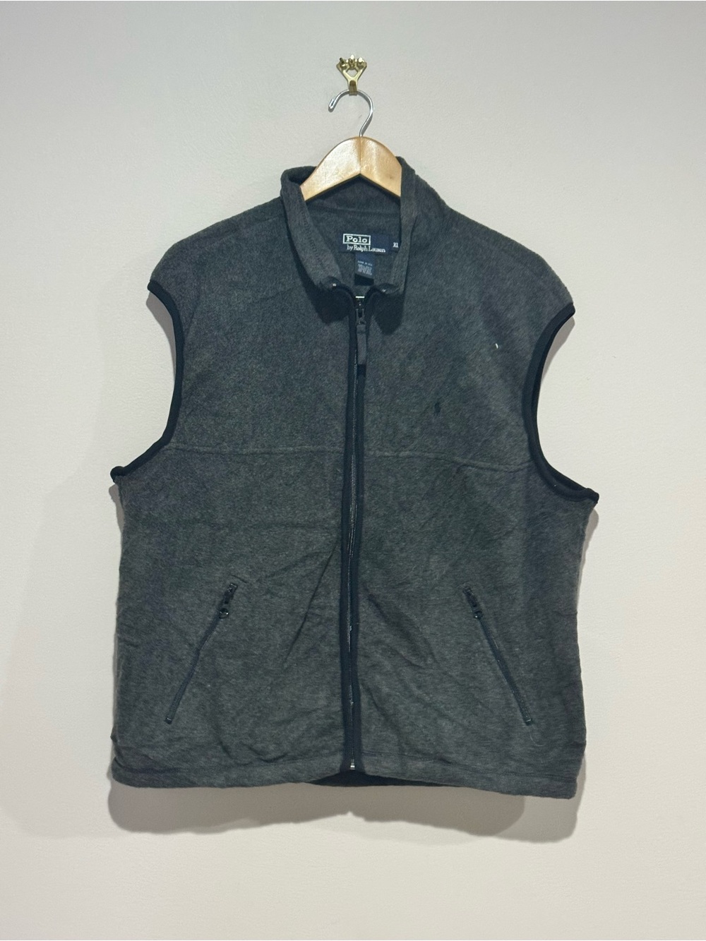 Polo Ralph Lauren Men's Gray Full Zip Vest Stand-Up Collar Zipped Pockets XL